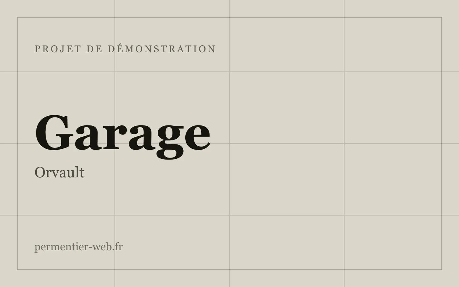 Couverture typographique du projet de démonstration Garage automobile